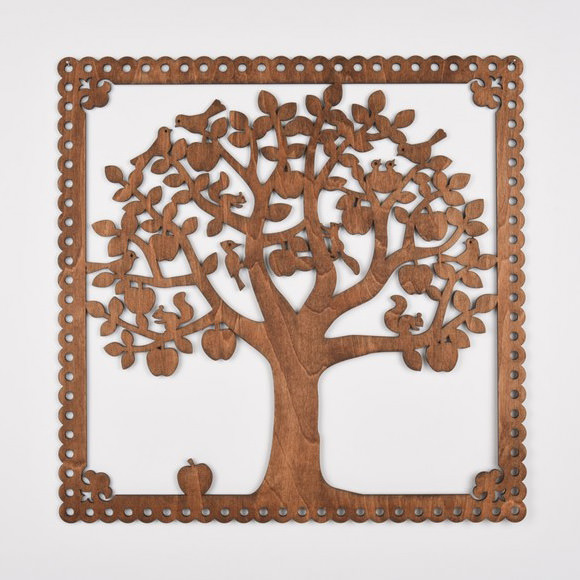 ビッグウッドフレーム「りんごの木」（木の壁飾り）